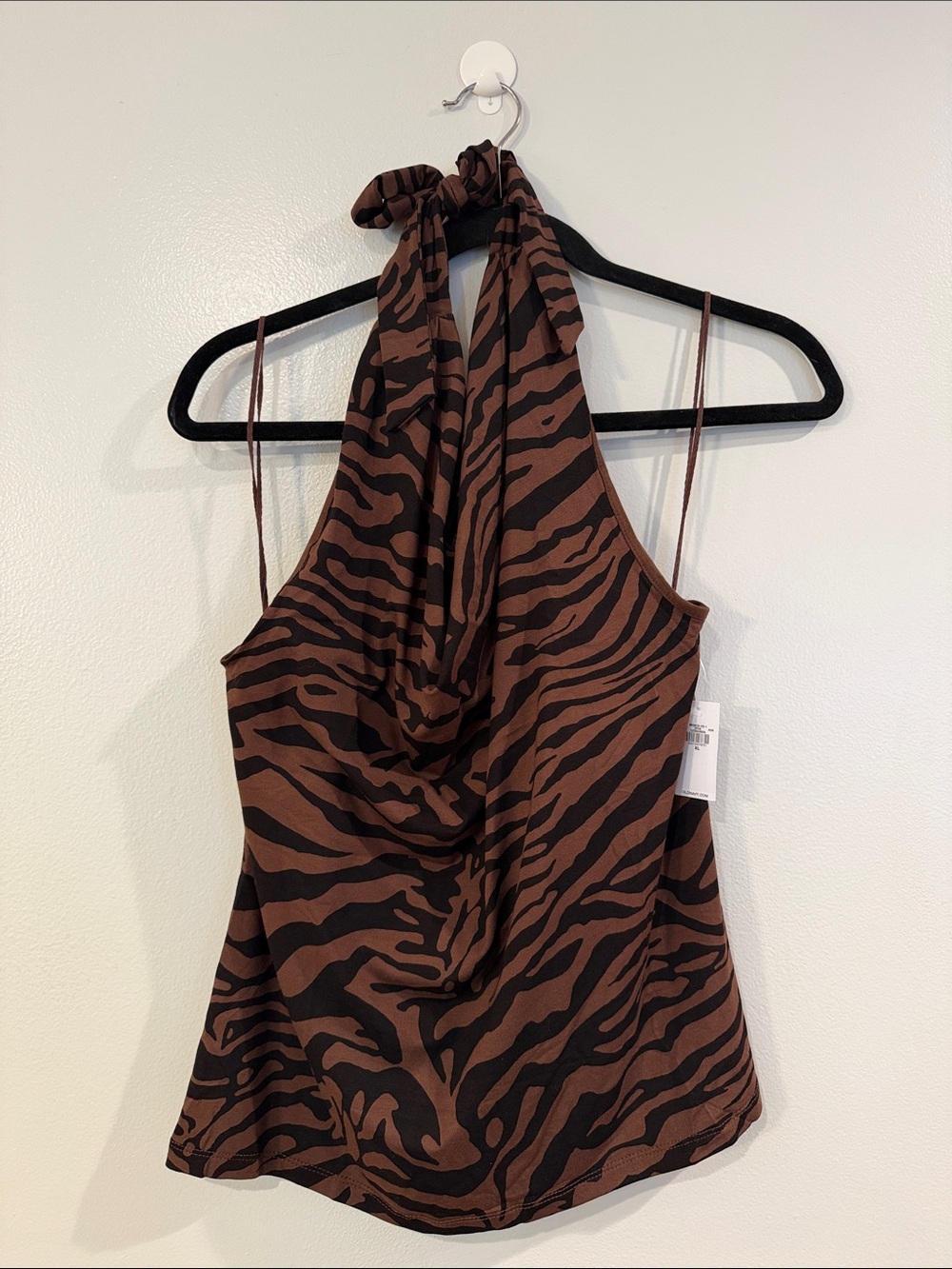 Old Navy Brown and Black Zebra Halter Cowl Neck Camisole